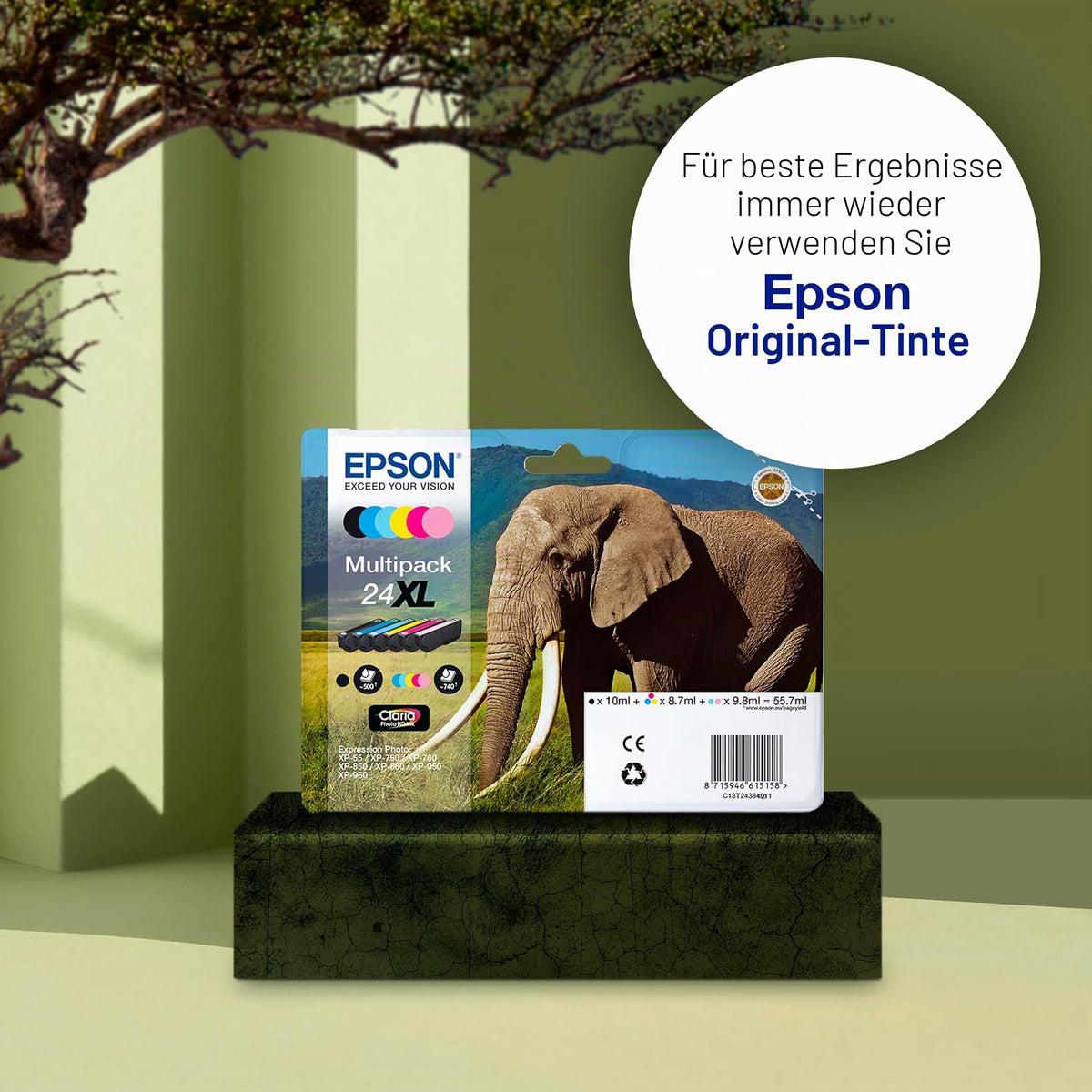 Cartușe de cerneală Epson 24 Elephant Genuine Multipack, 6 culori Claria Photo HD, Cyan - C13T24284510