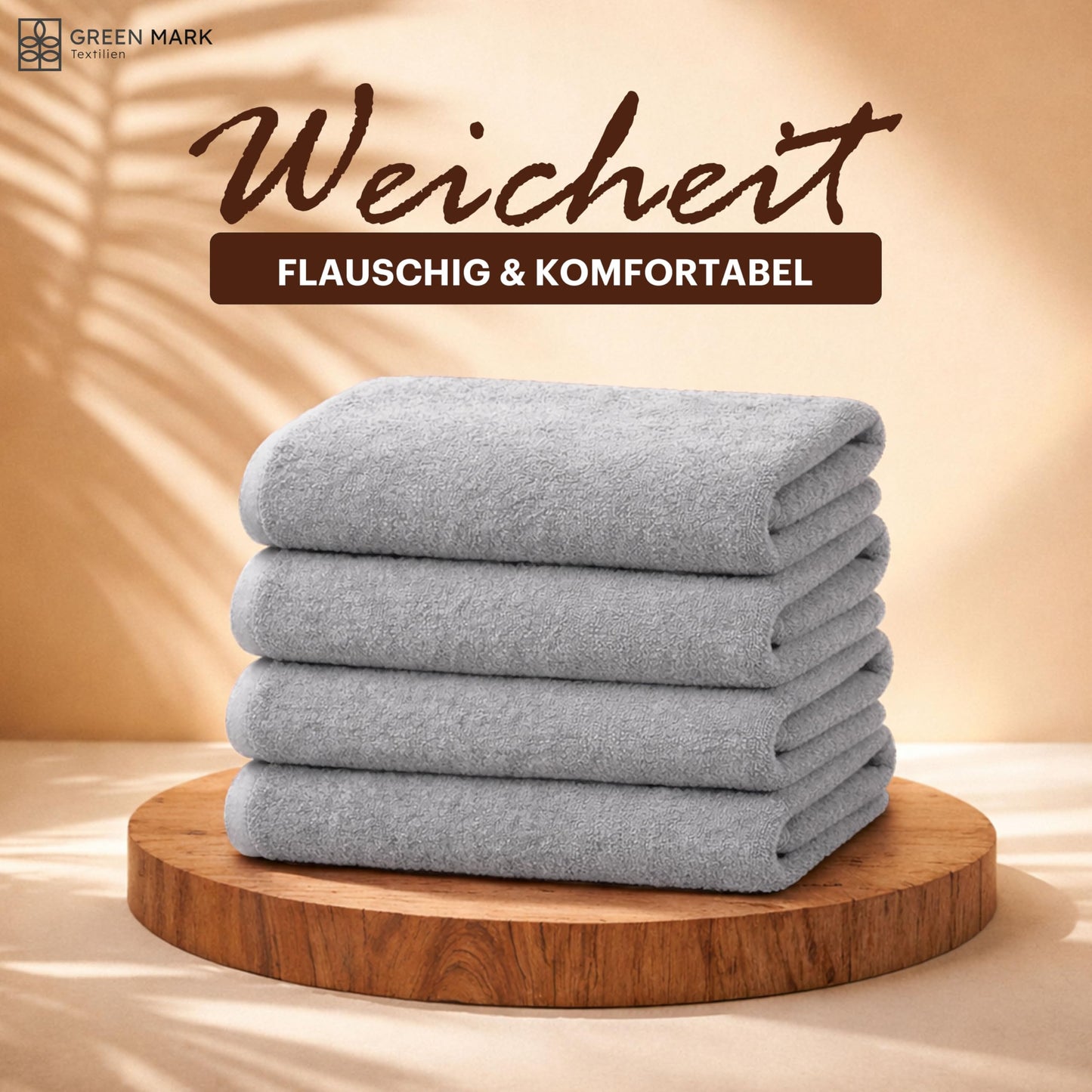 NatureMark 4-piece shower towel set - soft and absorbent shower towels made from 100% cotton, suitable for everyday use - silver grey, 70x140 cm - 4dt_400_silber
