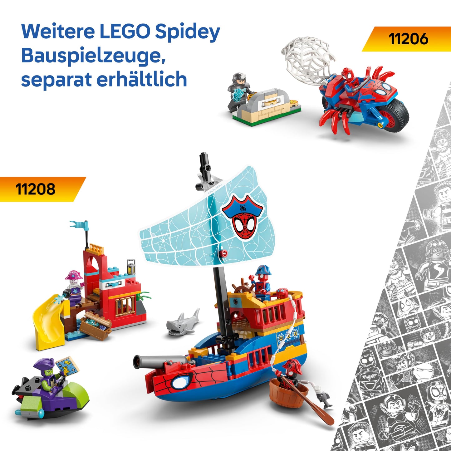 LEGO ǀ Marvel Spidey and his super friends Spidey: Underwater vehicles - superhero toy with 3 submarines and 3 minifigures - gift for boys aged 4 and up and fans of the series - 11207