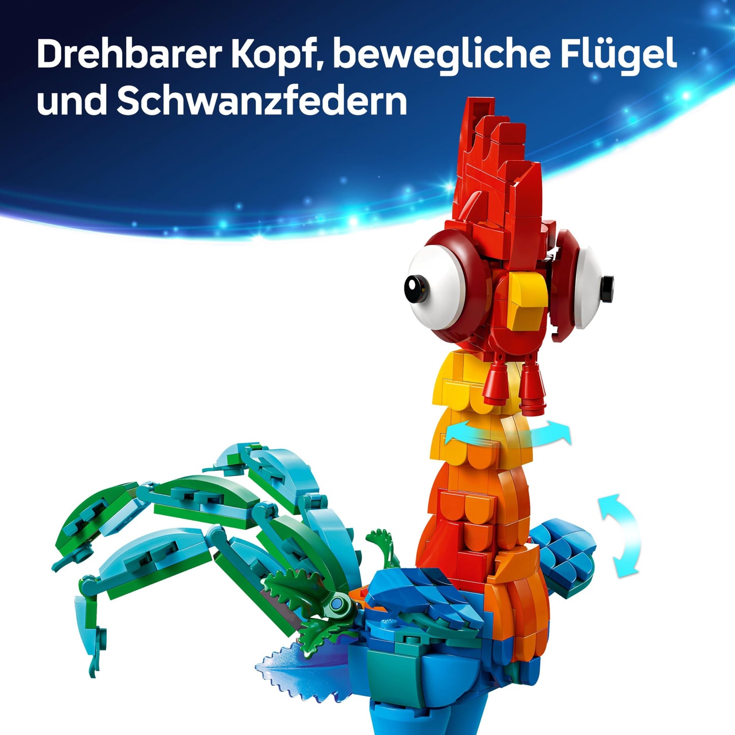 LEGO ǀ Disney Moana 2: Heihei toy - animal figure for playing and displaying with rotating head, movable wings and tail feathers as well as stand - gift for girls aged 9 and over - 43272
