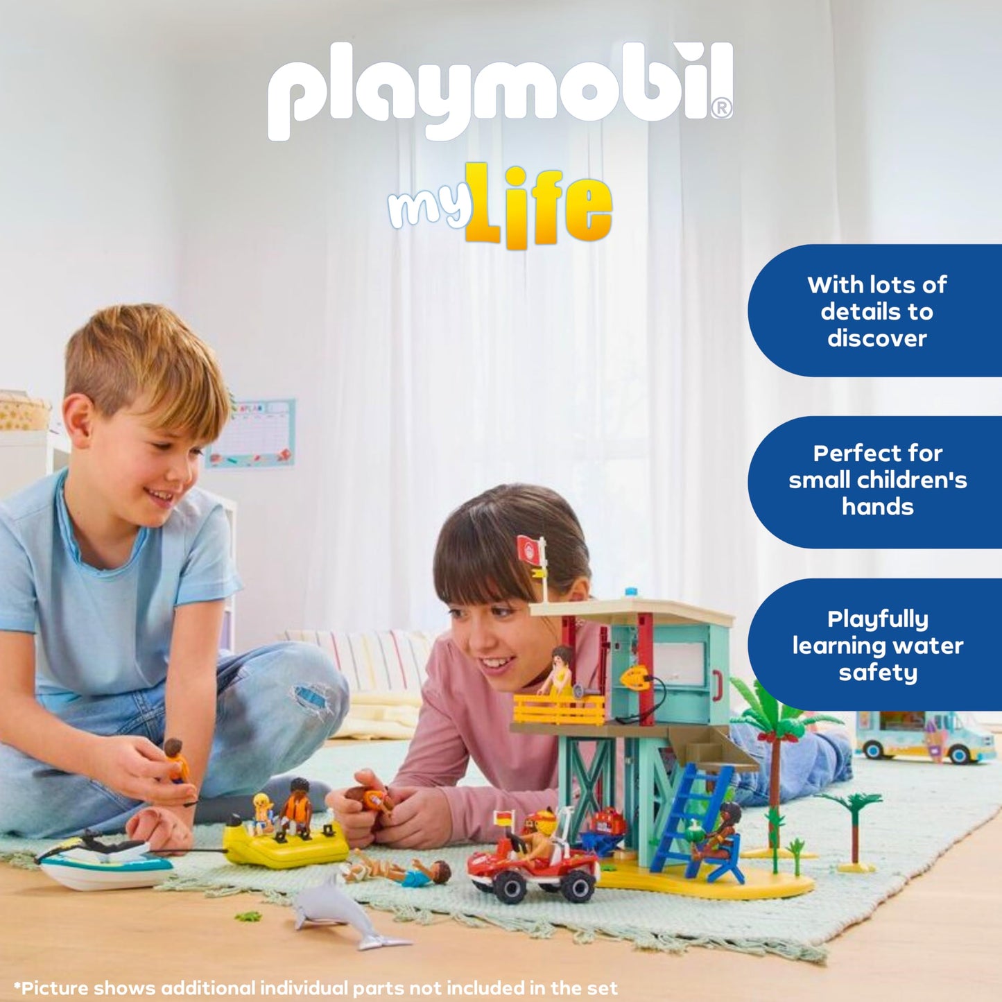 PLAYMOBIL | Vacation on the Beach | Rescue tower with beach buggy | Toys for ages 4+ | Gift for children | Promotes creativity & sense of adventure | Beach adventure with figures & vehicle | 71903