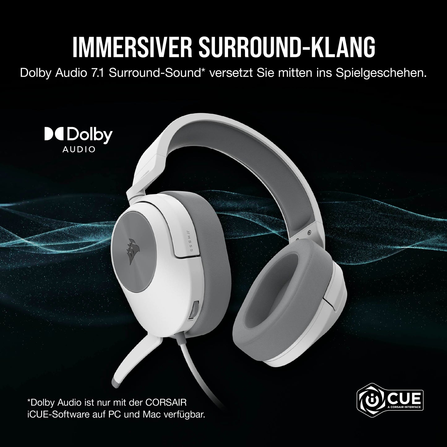 Corsair HS55 Surround Wired Gaming Headset - White - CA-9011266-EU