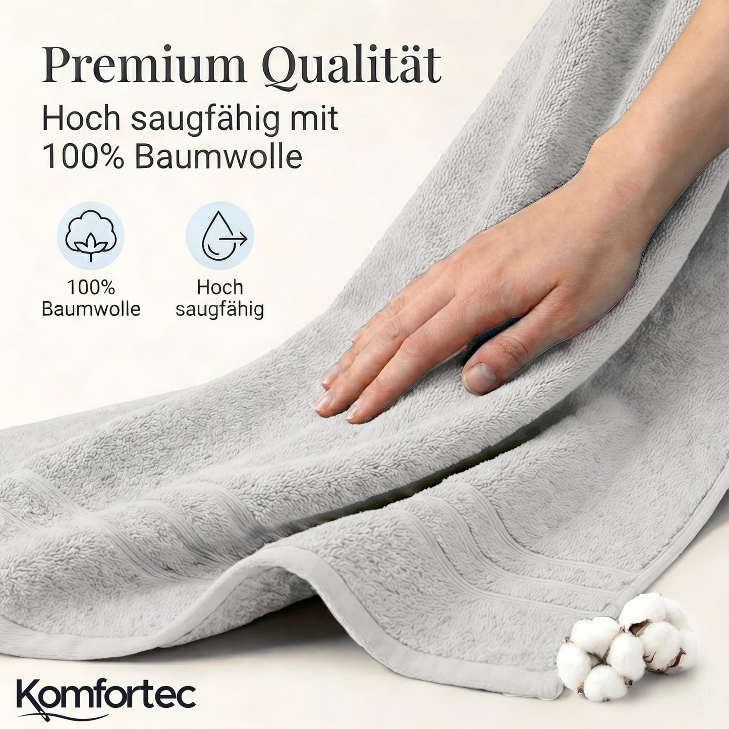 Komfortec 2 sauna towel set 80x200 cm, large sauna towels made of 100% cotton, sauna towels, fluffy and absorbent, quick-drying, white - 2er-80x200-weiss
