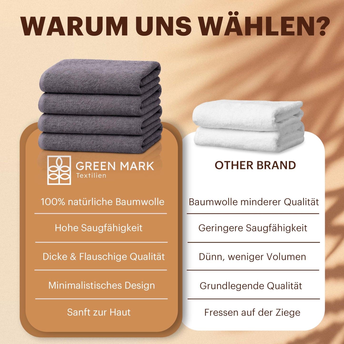 NatureMark 4-piece shower towel set - soft and absorbent shower towels made from 100% cotton, suitable for everyday use - anthracite gray, 70x140cm - NM-HT0722