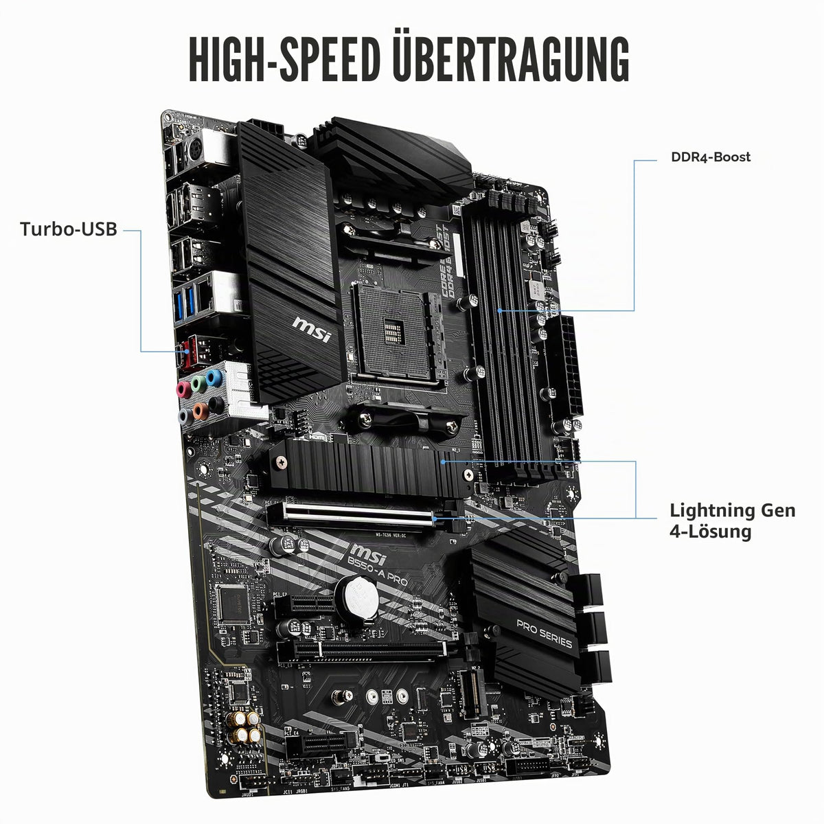 MSI B550-A PRO (AMD AM4, DDR4, M.2, USB 3.2 Gen 2, HDMI, placă de bază ATX) - 7C56-002R