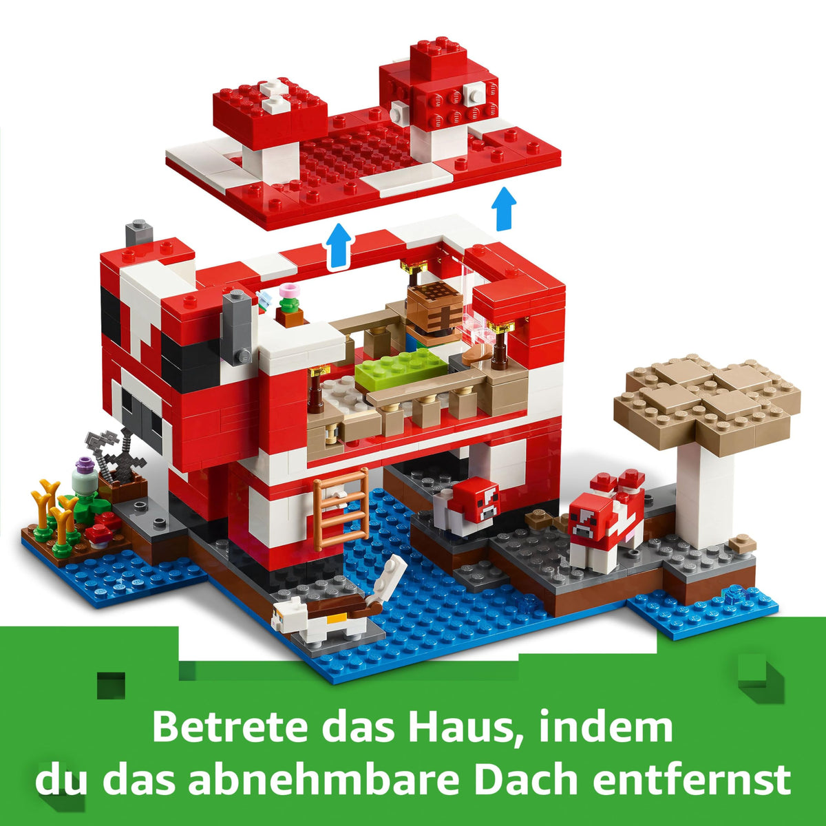 LEGO Minecraft Casa ciupercii - Jucărie de gaming cu figurina Steve, moburi, o masă de lucru și o fermă - Set interactiv de joc - Cadou de gaming pentru fete și băieți de la 8 ani 21270