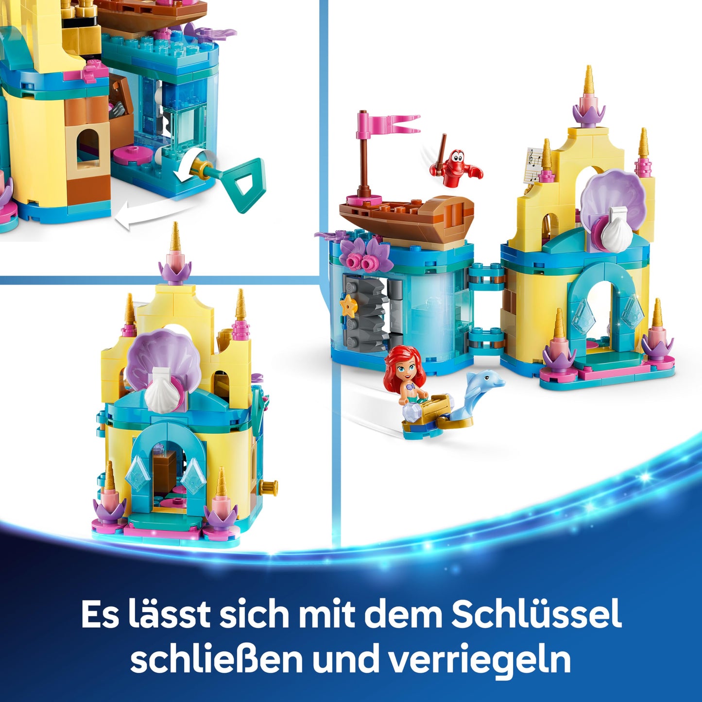 LEGO ǀ Disney Princess Ariel's Magic Mini Castle - Toy Castle from The Little Mermaid with a Micro Doll, Animal Figures Sebastian & Fabius - Gift for Girls from 5 Years - 43285