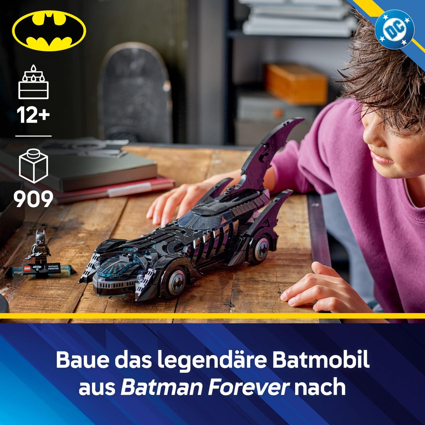 LEGO DC Batman Forever Batmobile - superhero vehicle with minifigure - with opening cockpit and detailed interior - gift for boys aged 12 and over, teenagers and adult fans - 76304