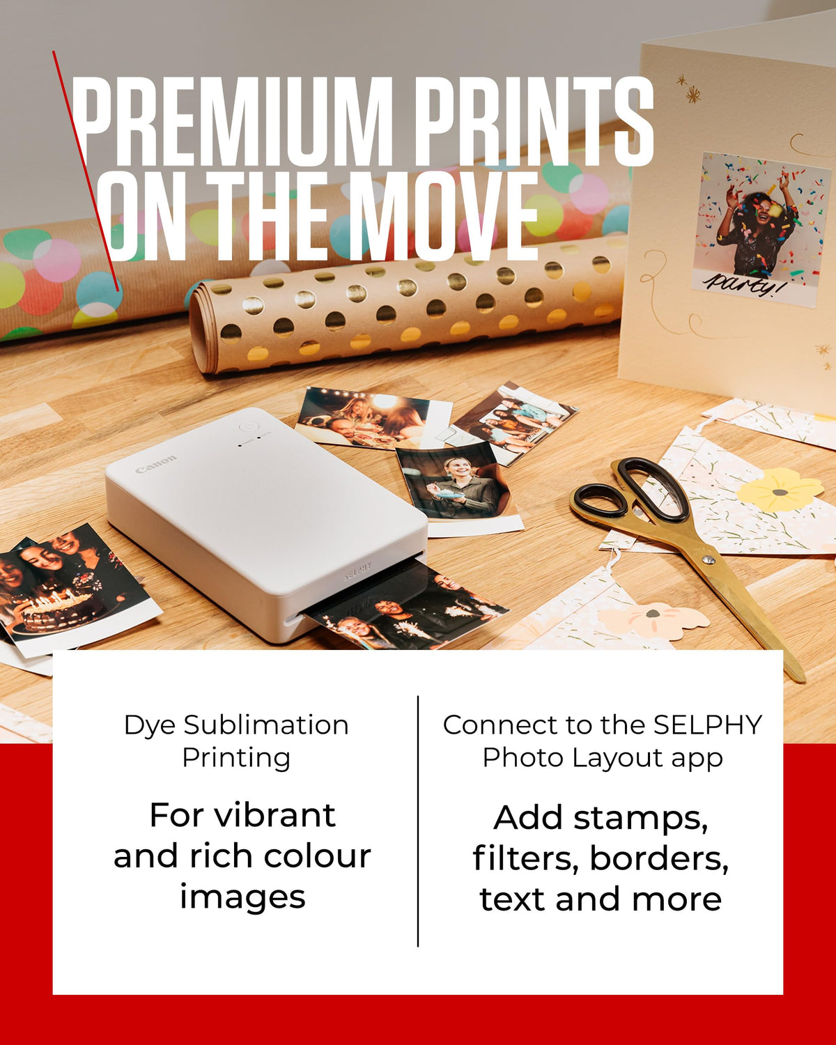 Canon SELPHY QX20 Mini Photo Printer Mobile, Stickers, 100-Year Stability - QX20-RD