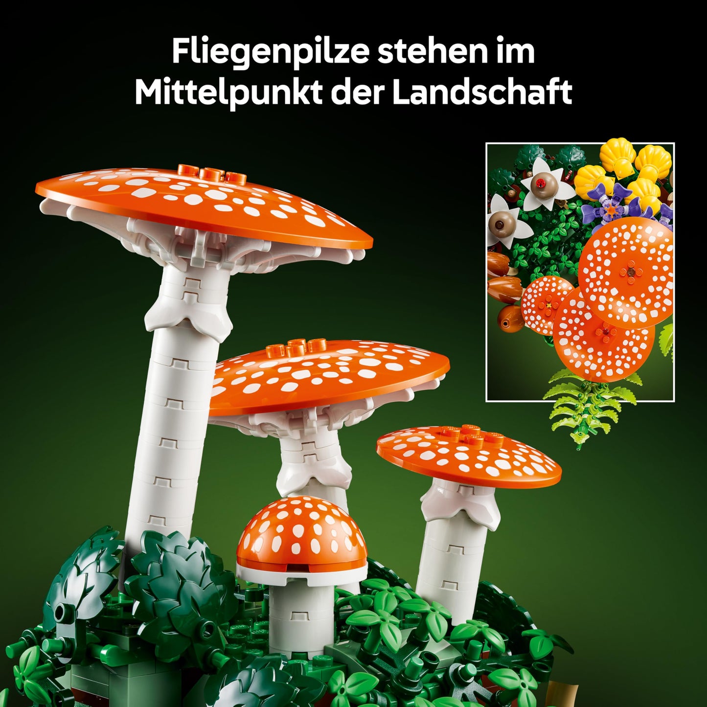 LEGO Botanicals Forest Mushrooms - Artificial Plant Set for Adults - Including Fly Agaric & Artificial Flowers for Living Room or Bedroom Decoration - DIY Gift Idea - 11505