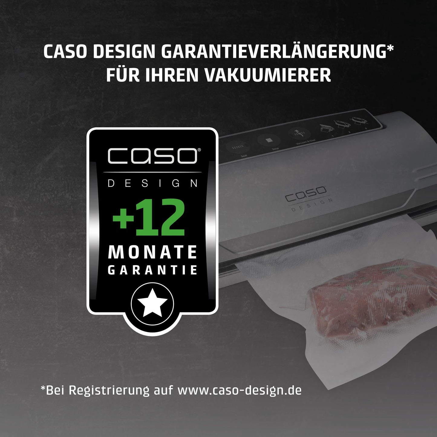 CASO VR 190 advanced vacuum sealer, test rating Very Good, film welding machine with 2.5 mm thick weld seam, up to 50 non-stop vacuum sealing processes, including 10 professional film bags - 1520
