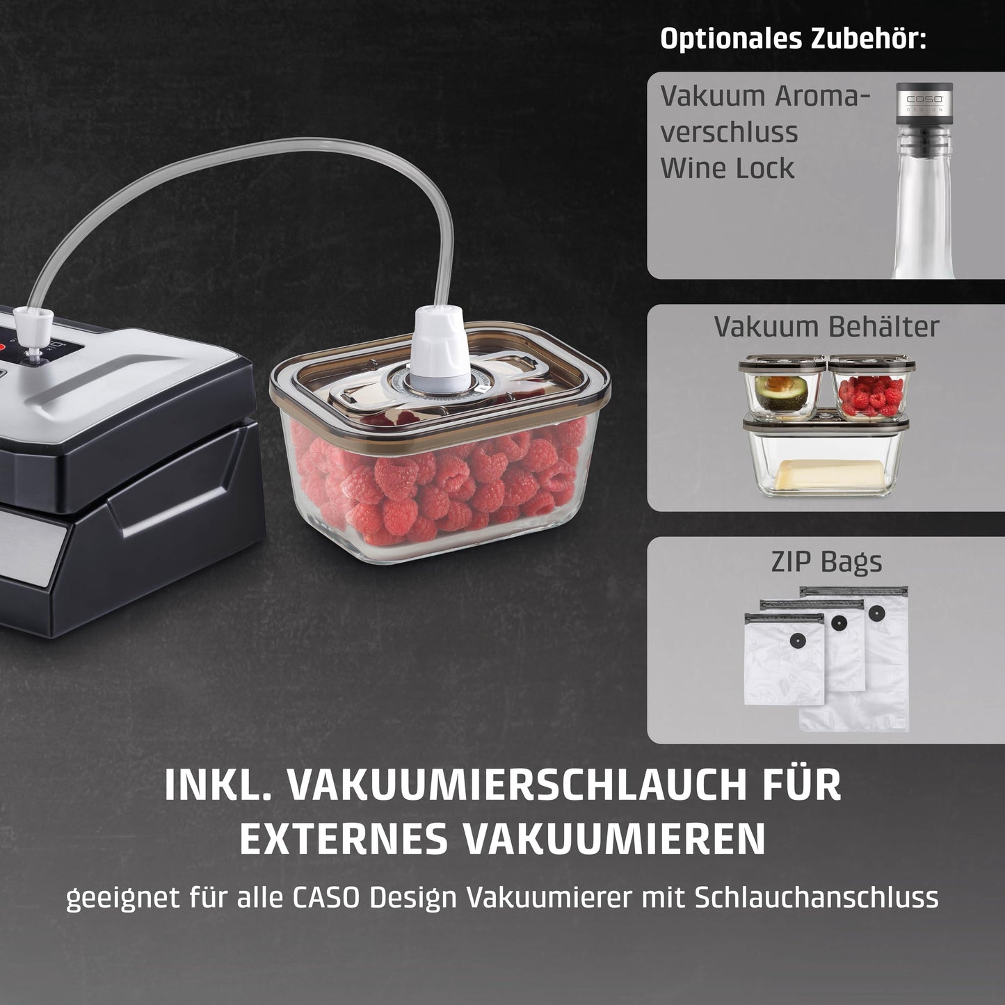 CASO VRH 790 advanced Pro - vacuum sealer, vacuum sealing device, test rating Very Good, 200 vacuum sealing processes non-stop, with patented CASOTEK Liquid function, double weld seam, including vacuum bag - 1528