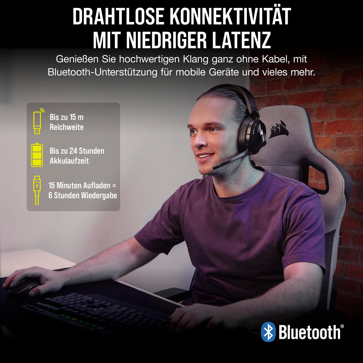 Corsair HS55 Wireless CORE Lightweight Gaming Headset - Omnidirectional Microphone - Neodymium Drivers - Up to 50 ft Range - iCUE Compatible - PC, PS4, Nintendo Switch - Carbon - CA-9011290-EU