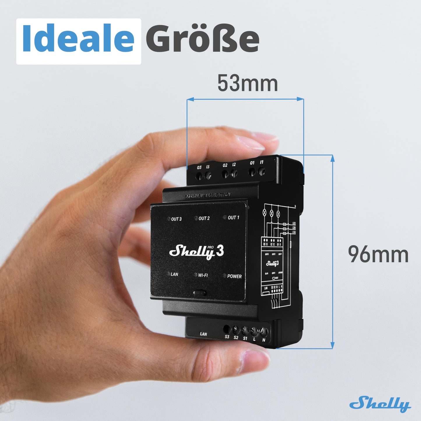 Shelly Pro 3 - WLAN & LAN Smart Relay Switch, Single & Three Phase, 3 Channel, 16A, Potential Free Contacts, Garage Door & Lighting, DIN Rail, Home Automation, No Hub Required - 3800235268094