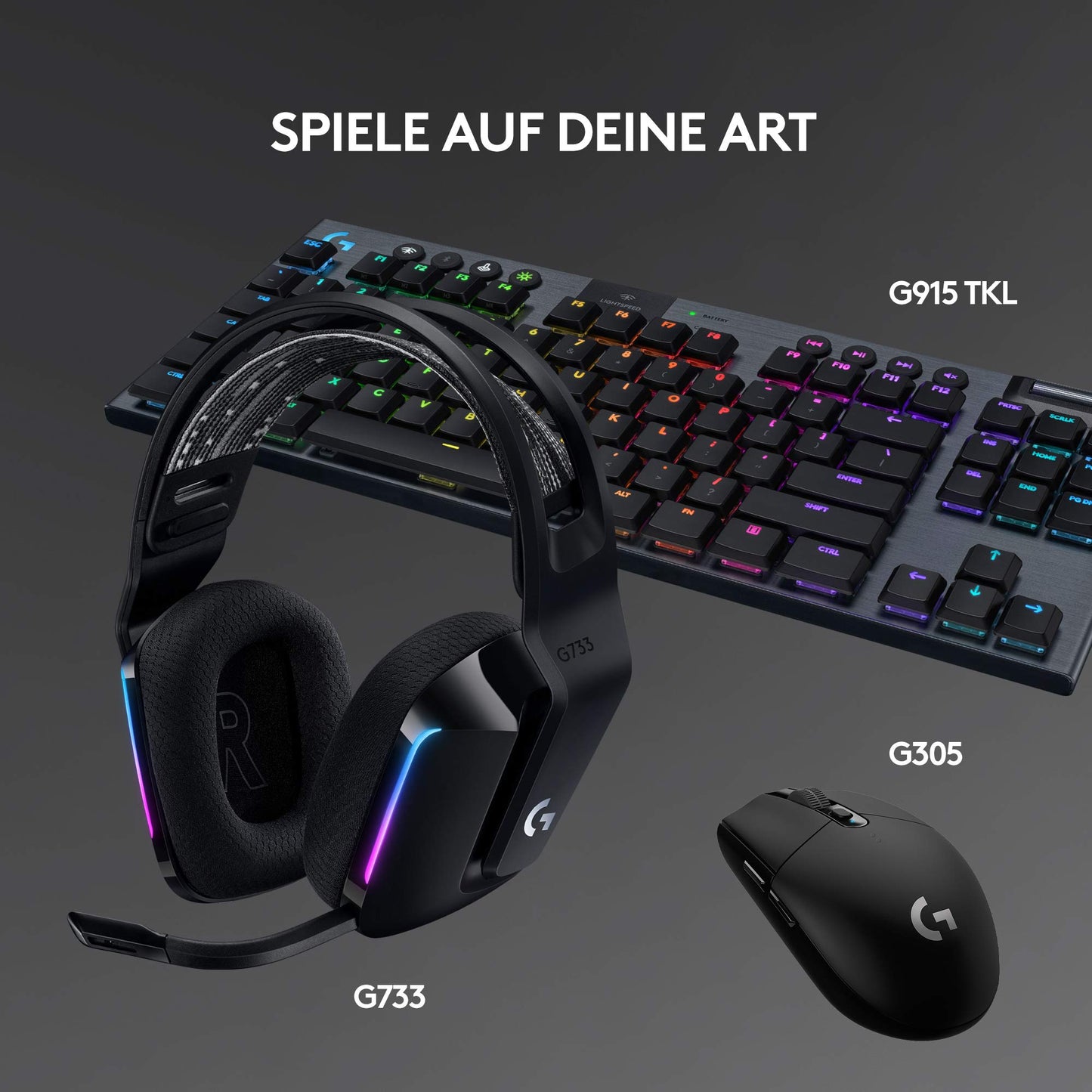 Logitech G G733 Lightspeed Headsets, Black - 981-000864