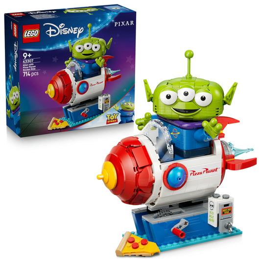 LEGO Disney and Pixar Toy Story Alien with Pizza Planet rocket ride - spaceship toy with alien figure as DIY decoration - gift for boys and girls aged 9 and up and Toy Story fans - 43307