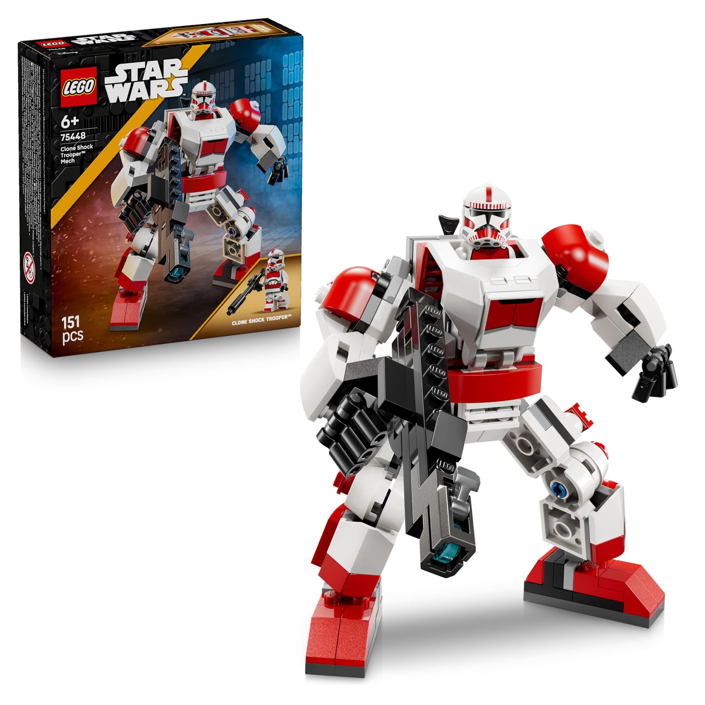 LEGO Star Wars 75448 Clone Shock Troopers Mech - Poseable action figure with blaster rifle and minifigure - model building for children - gift for boys aged 6 and over and Star Wars fans