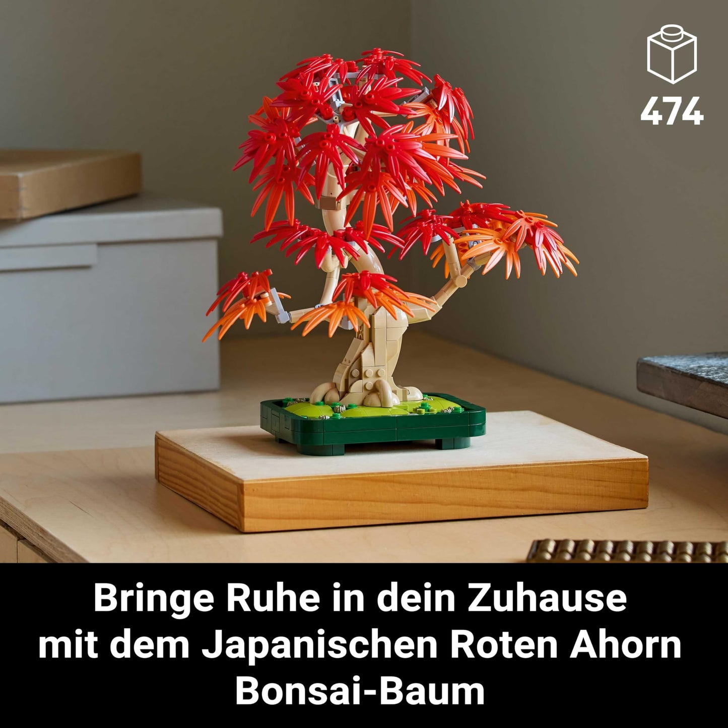 LEGO Botanicals Japanese Red Maple - Bonsai Tree - Artificial Plant Set with Red and Orange Leaves and a Buildable Flower Pot - Artificial Flowers DIY Decoration Gift for Adults - 10348