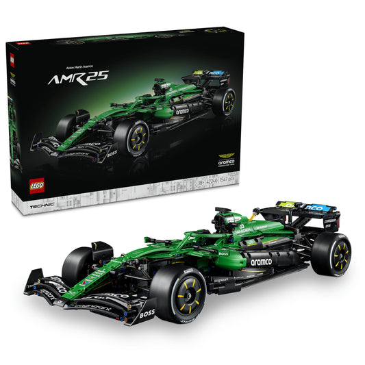 LEGO Technic Aston Martin Aramco AMR25 Formula 1 racing car - model building for adults - racing car with V6 engine, differential and DRS activation - gift idea for racing and motorsport fans - 42240