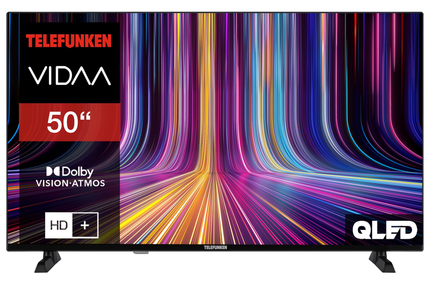 TELEFUNKEN QLED TV 50 inch Smart TV VIDAA QU50VP750S 4K TV UHD, HDR TV with Dolby Vision, Dolby Atmos, triple tuner and 6 months HD+ incl., LED TV black