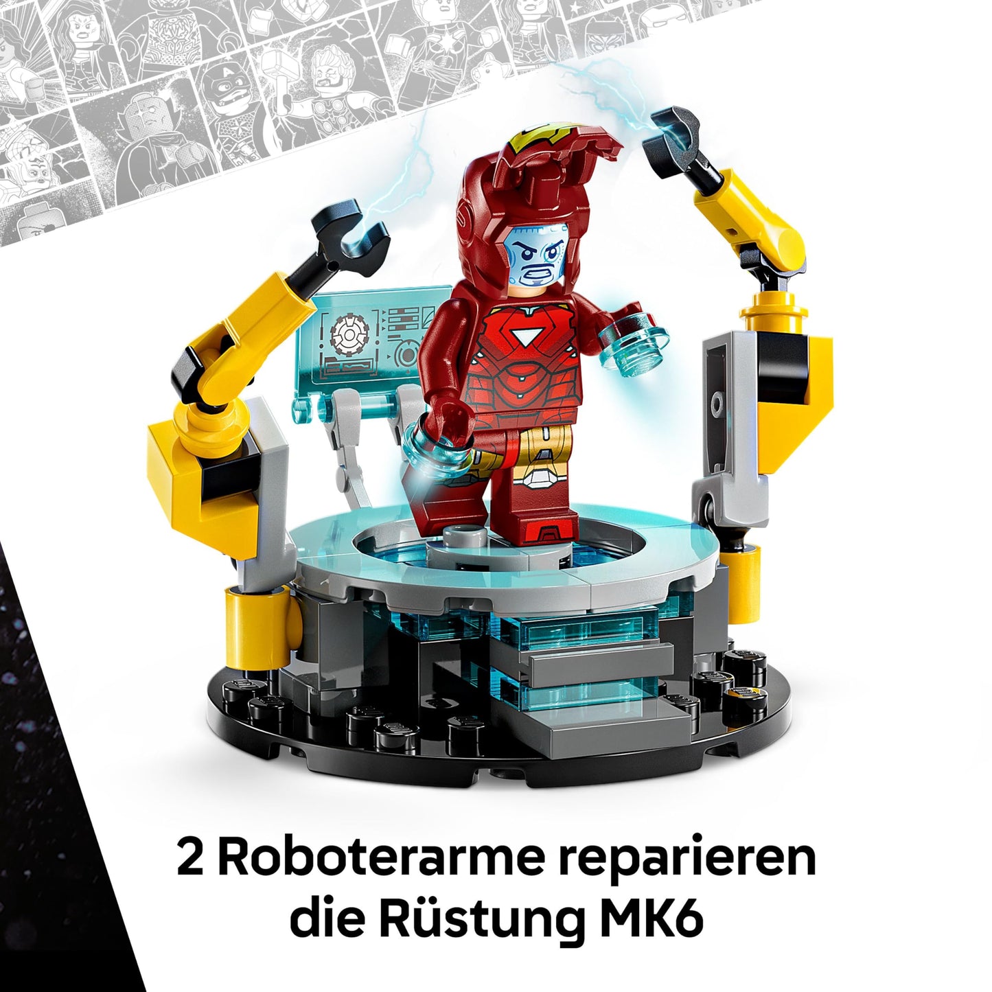 LEGO | Marvel Iron Man's Laboratory: Hall of Armors - Superhero toy with a mech figure, 5 minifigures including Aldrich Killian - Avengers gift for boys and girls aged 8 and over 76315