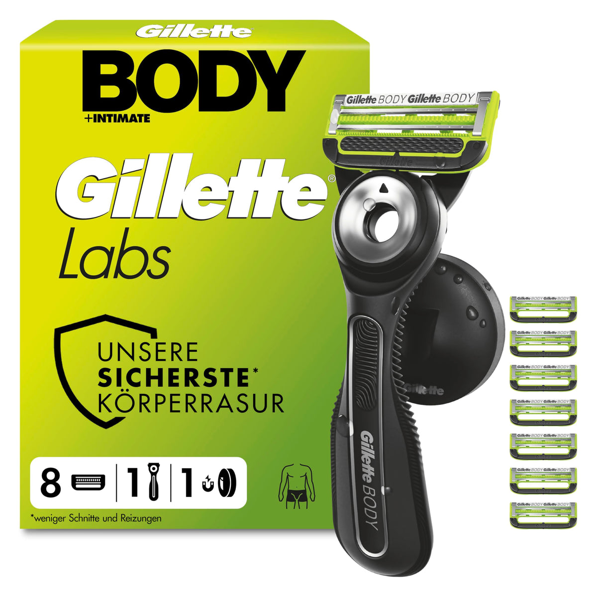 Rasierer pentru bărbați Gillette Labs Body & Intimate, Rasierer intim pentru bărbați, Negru - 8006530106580