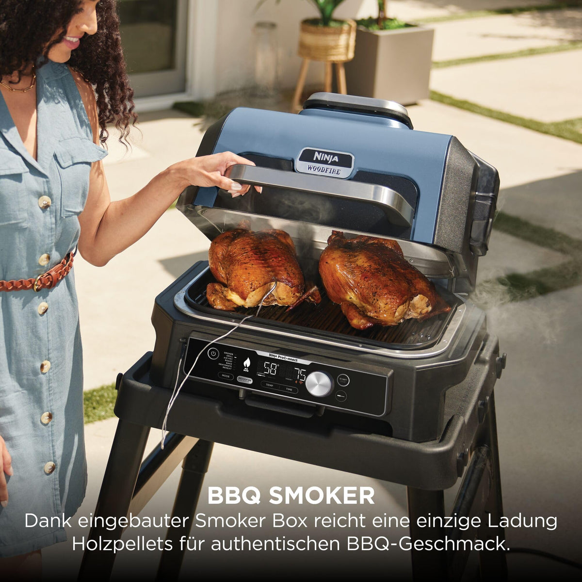 Ninja Woodfire Pro Connect XL Grătar Electric BBQ Smoker, Control prin aplicație - OG901EUAMZ