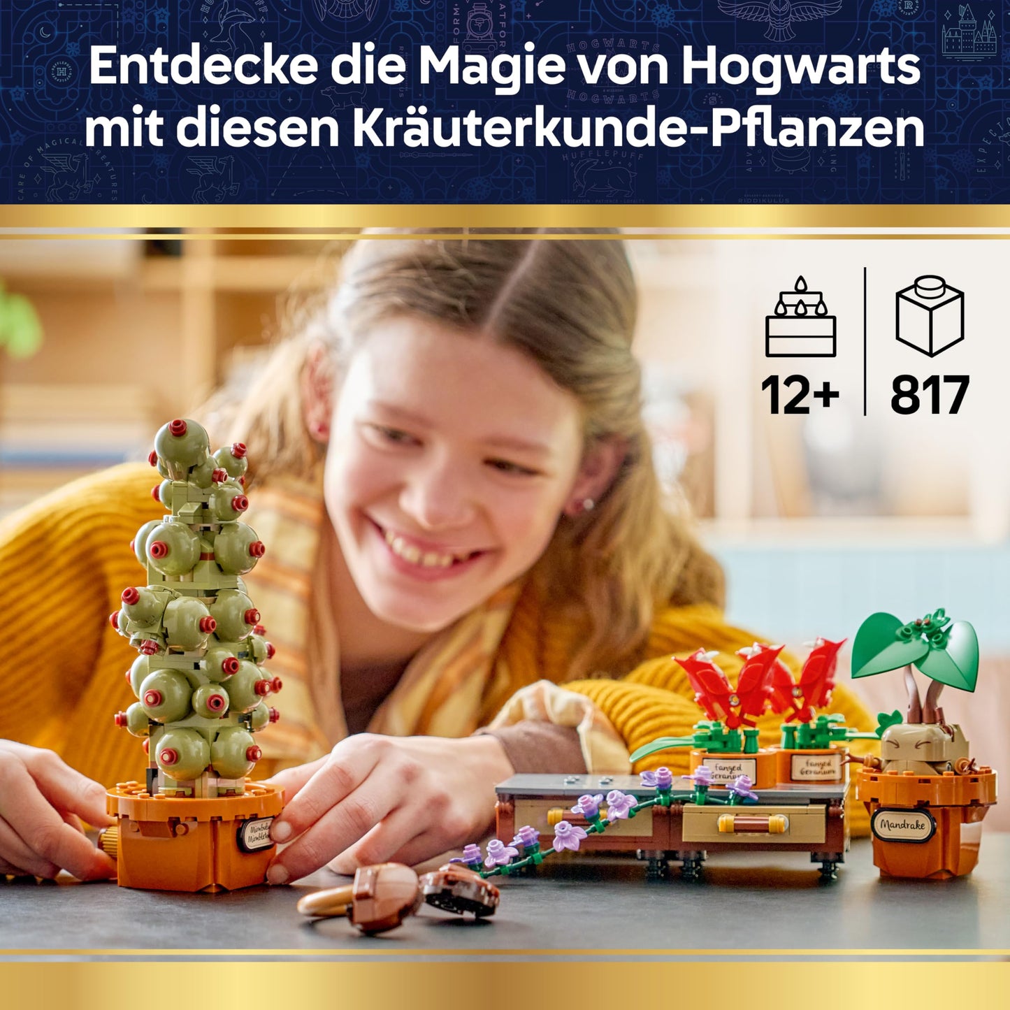 LEGO Harry Potter Hogwarts Castle: Herbology Plants - Interactive Toy - Artificial Potted Plants with Flowers - DIY Decoration - Gift for Girls, Boys & Teenage Fans Ages 12 and Up - 76474