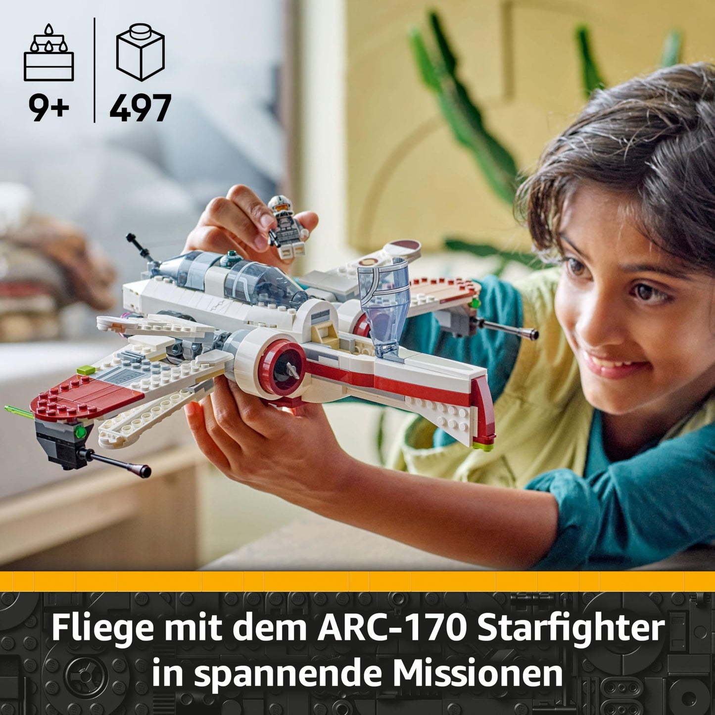 LEGO Star Wars 75402 ARC-170 Starfighter toy with 4 minifigures including clone pilot and R4-P44 droid, collector's item, gift for fans of Revenge of the Sith and boys and girls aged 9 and over