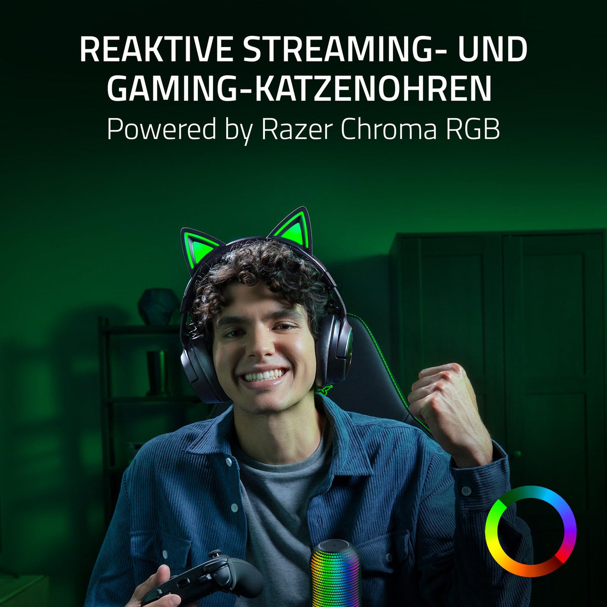 Razer Kraken Kitty V3 Pro - Wireless RGB Kitty Headset for Gaming - Reactive Streaming Cat Ears - Triforce 40mm Drivers - Hyperspeed Wireless & Bluetooth - THX Spatial Audio | Black - RZ04-05170300-R3M1