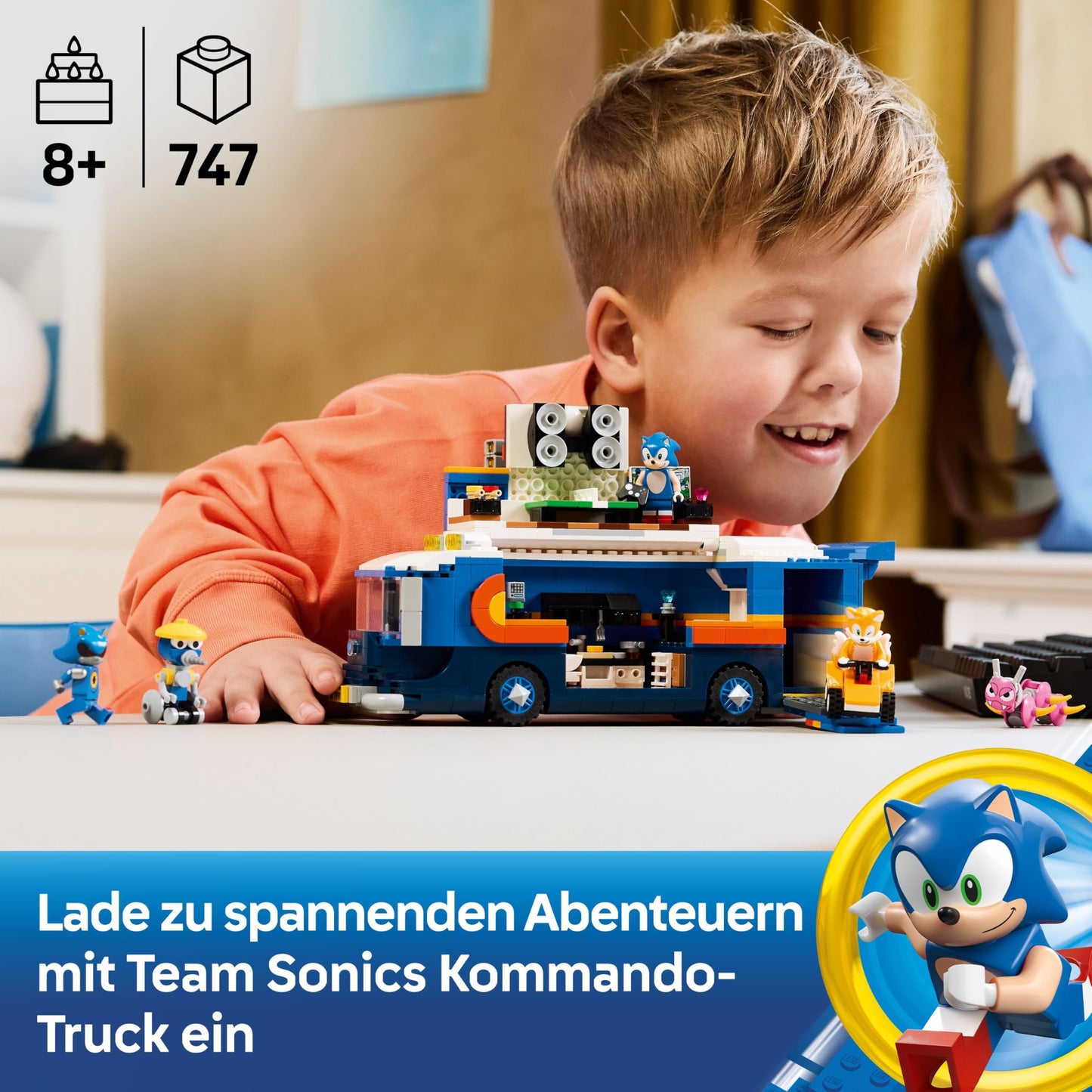 LEGO Sonic the Hedgehog Team Sonic Command Truck Toy - Interactive Set with an ATV Car & 5 Figures incl. Tails - Gift for 8+ Year Old Boys, Girls & Gaming Fans - 77006