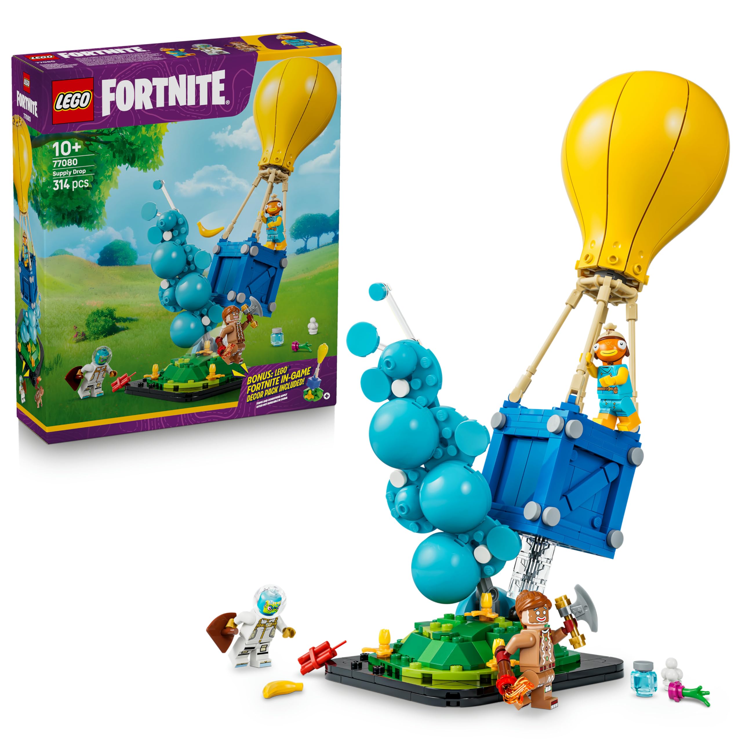 LEGO Fortnite stock delivery - toy with minifigures fish sticks, Leviathan & gingerbread gunner, accessories including sipping juice - gaming decoration - gift for boys, girls aged 10 and over - 77080