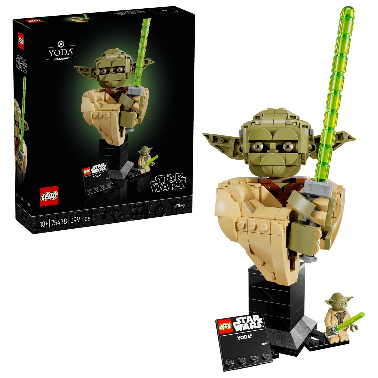 LEGO Star Wars 75438 Attack of the Clones Yoda Bust - Model Building for Adults with Green Lightsaber and Collectible Jedi Minifigure - DIY Decoration - Gift for Fans of Attack of the Clones