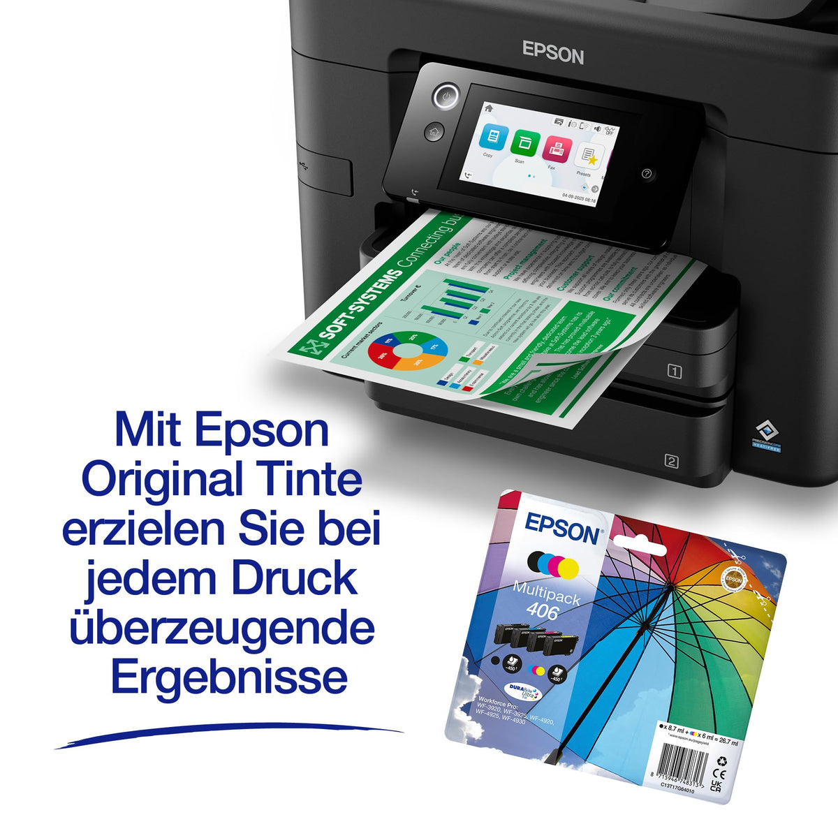 Epson Workforce Pro WF-4930 Inkjet Printer | SOHO Use | WiFi and Ethernet | A4 | Print, Copy, Scan, Fax | 10.9 cm Touchscreen | Automatic 50-Sheet Document Feeder