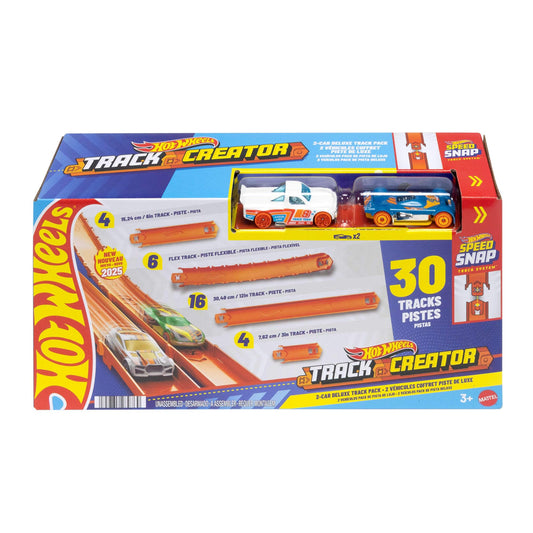 Hot Wheels Track Creator Deluxe Pack and 2 Toy Cars - JDW42