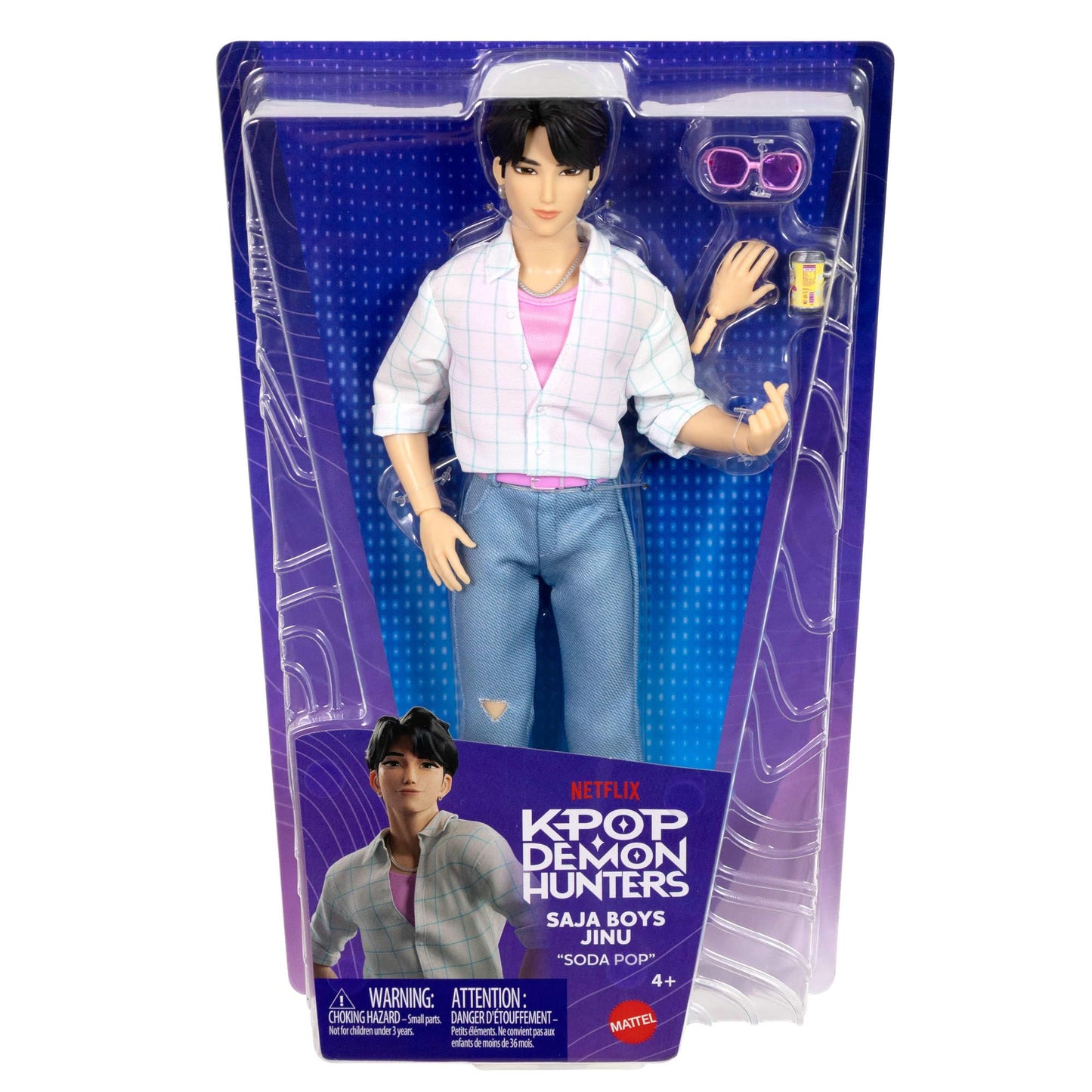 Mattel KPop Demon Hunters Saja Boys Jinu Fashion Doll in Soda Pop Stage Outfit with 2 Accessories Inspired by the Movie JRN38