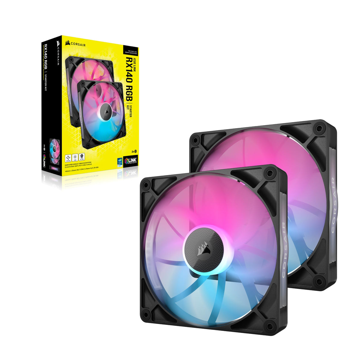 CORSAIR iCUE LINK RX140 RGB 140mm PWM Fans – Double Pack, Black - CO-9051020-WW