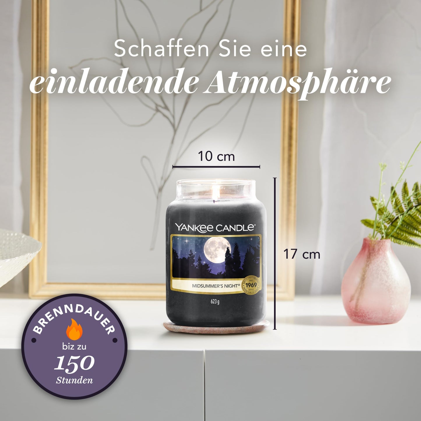 Yankee Candle scented candle in a glass (large) | Midsummer's Night | Candle with a long burning time of up to 150 hours Perfect gifts for women - 5038580000504