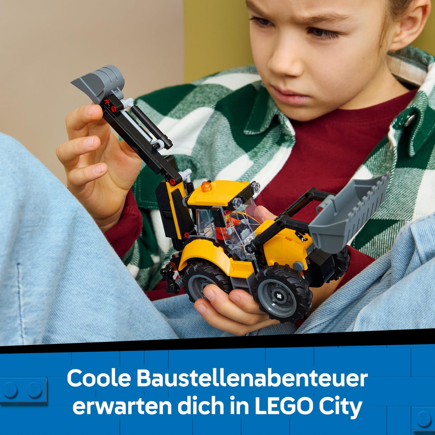 LEGO City Yellow Backhoe Loader - Construction Vehicle Toy - Tractor with 2 Minifigures, Working Front Shovel and Rear Excavator - Birthday Gift for Boys Ages 7 and Up - 60480