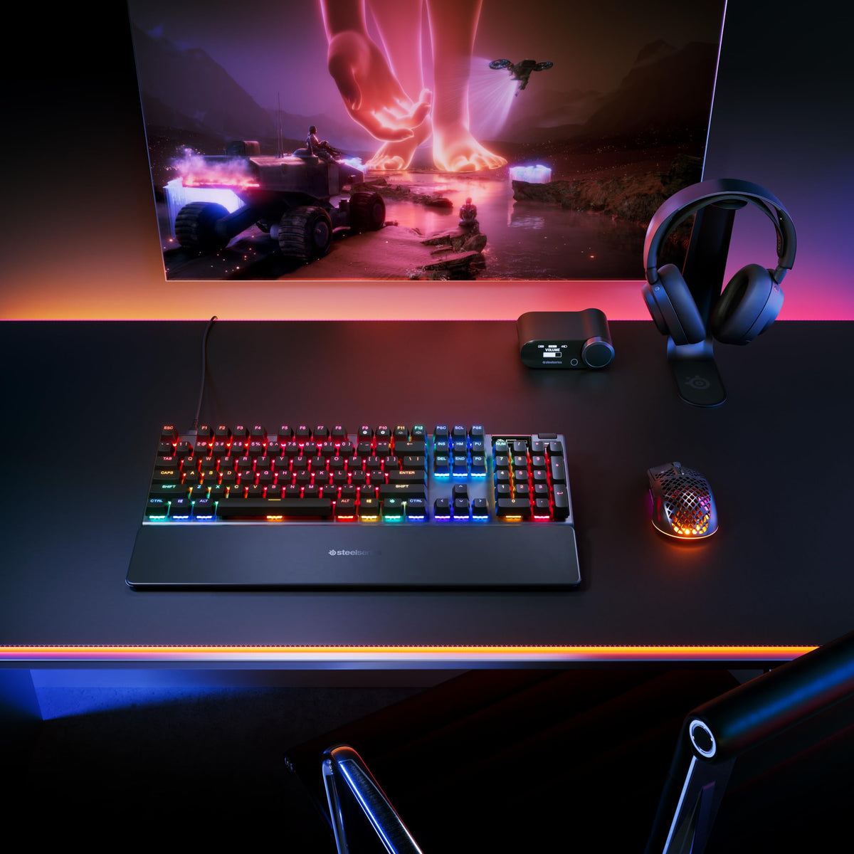 SteelSeries Apex Pro Gen 3 - Gaming Keyboard - Hall Effect Switches; OmniPoint 3.0 - Adjustable Actuation - Game-Ready Presets - Rapid Trigger, Protection Mode, Rapid Tap/SOCD - German QWERTZ - 64663