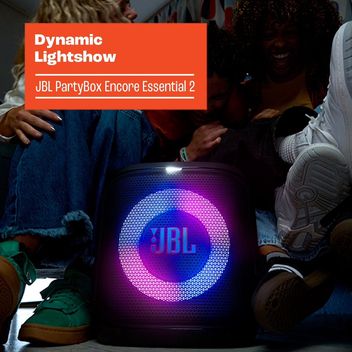 JBL PartyBox Encore Essential 2, difuzor de petrecere Bluetooth fără fir, cu microfon, 15 ore de redare, protecție împotriva stropirii IPX4, sunet JBL Pro, AI Sound Boost și Auracast Multi-Speaker. - JBLPBENCOREESS2EP