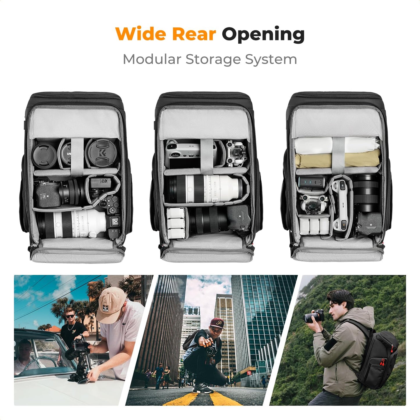 K&F CONCEPT Camera Backpack, Photo Backpack for Photographers, Camera Backpack with 15.6 Inch Laptop Compartment, Compatible with Canon/Nikon/Sony/DJI Mavic Drone (Alpha Backpack 25L) - KF13.128V6
