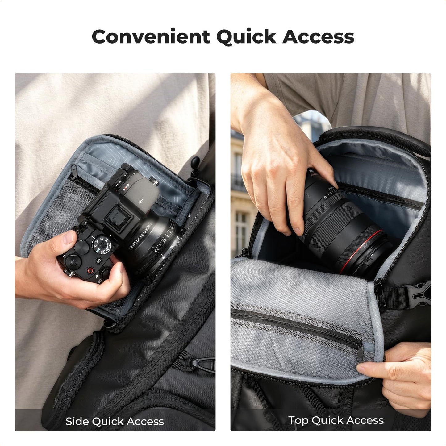 K&F CONCEPT Photo Backpack Large Camera Backpack 30L Waterproof Camera Backpack with Rain Cover for DSLR SLR SLR Cameras Tripods 16 Inch Laptop - KF13.178V1
