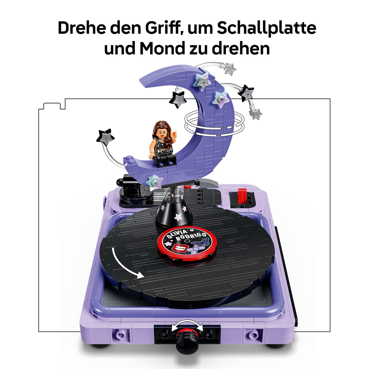 LEGO Editions Olivia Rodrigo - Luna de concert, jucărie cu pick-up, disc și minifigurină - decor muzical pentru noptieră - cadou pentru adolescente de 14 ani și fani - 43029
