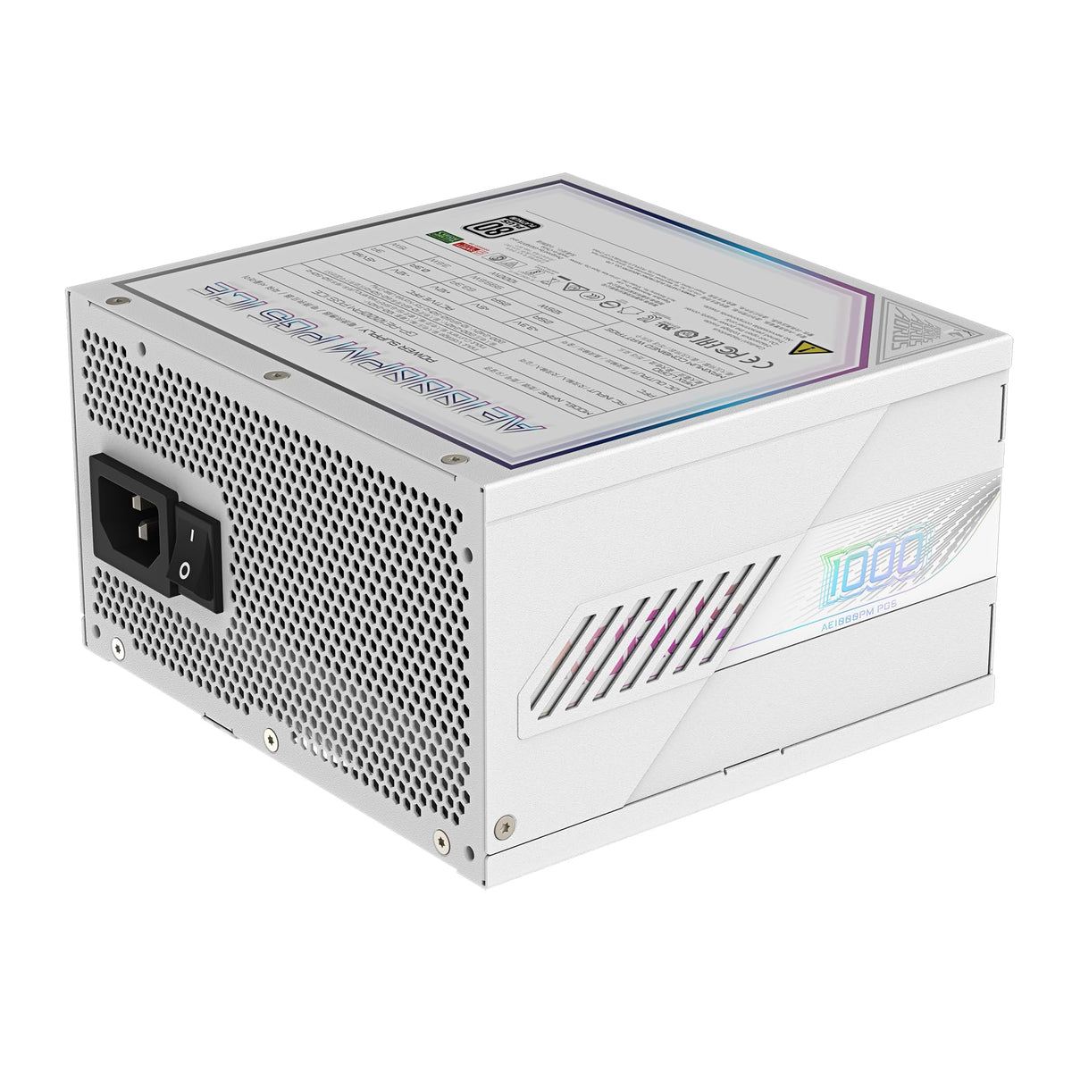GIGABYTE AORUS Elite P1000W Ice Sursă de alimentare - PCIe 5.0, 80 Plus Platinum, design complet modular, ventilator de 120mm, compatibil cu ATX 3.0, priză EU - GP-AE1000PM