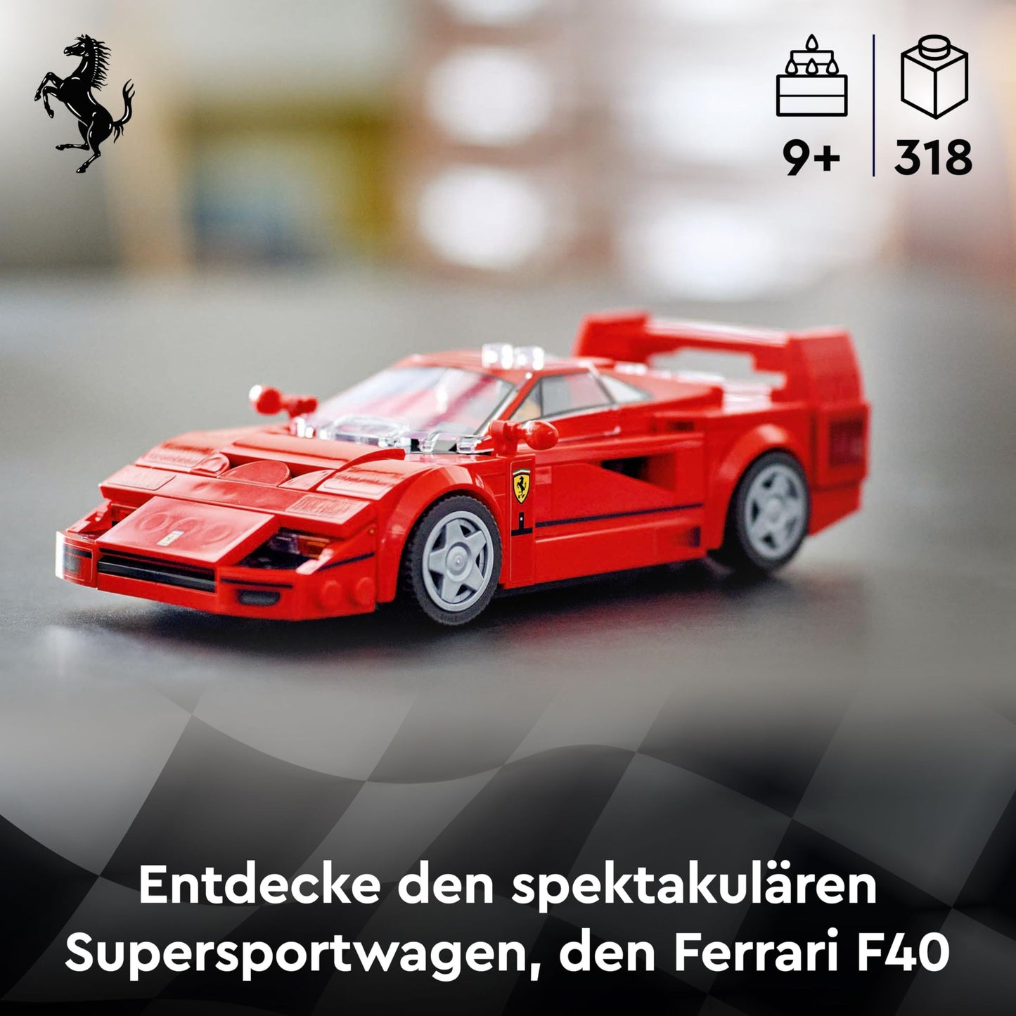 LEGO Speed Champions Ferrari F40 Supercar Playset with Buildable Toy Car and Driver Minifigure, Collectible Building Set for Kids, Gift for Boys and Girls 76934