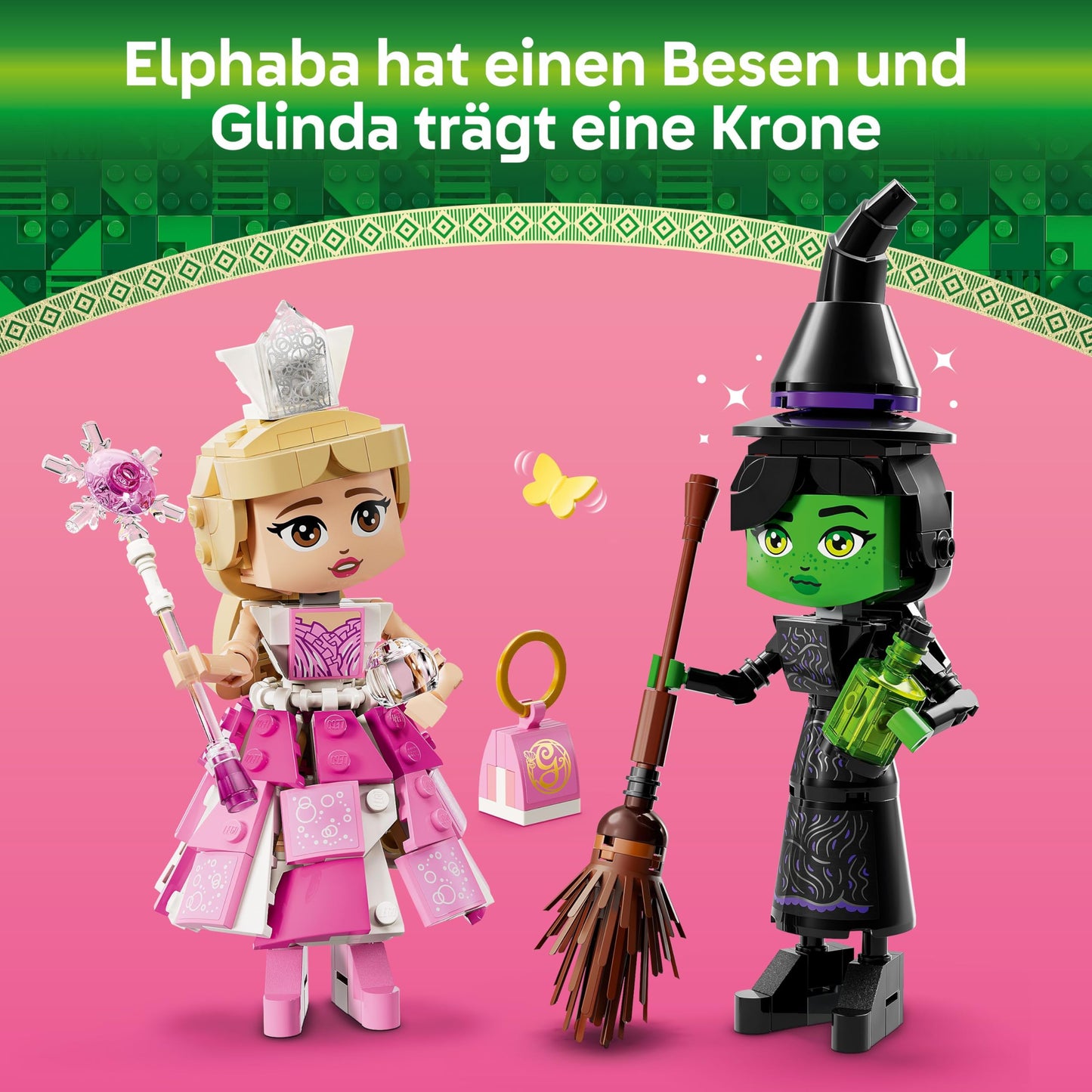 LEGO Wicked - Elphaba & Glinda figures - toy with lots of accessories including a broom, a crown, a handbag and a window scene - gift for girls and boys aged 10 and over - 75682