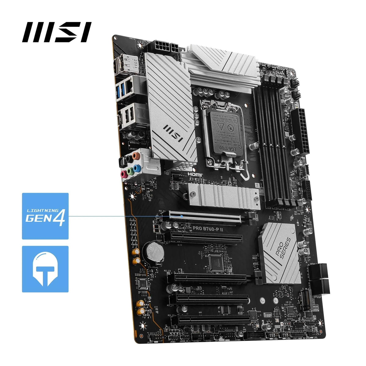 Placa de bază MSI PRO B760-P II, ATX - Suportă procesoare Intel Core de generația a 14-a, a 13-a și a 12-a, LGA 1700 - Memorie DDR5 Boost 7000+MHz/OC, sloturi PCIe 4.0 x16, sloturi M.2 Gen4, LAN 2.5G - 7E29-002R
