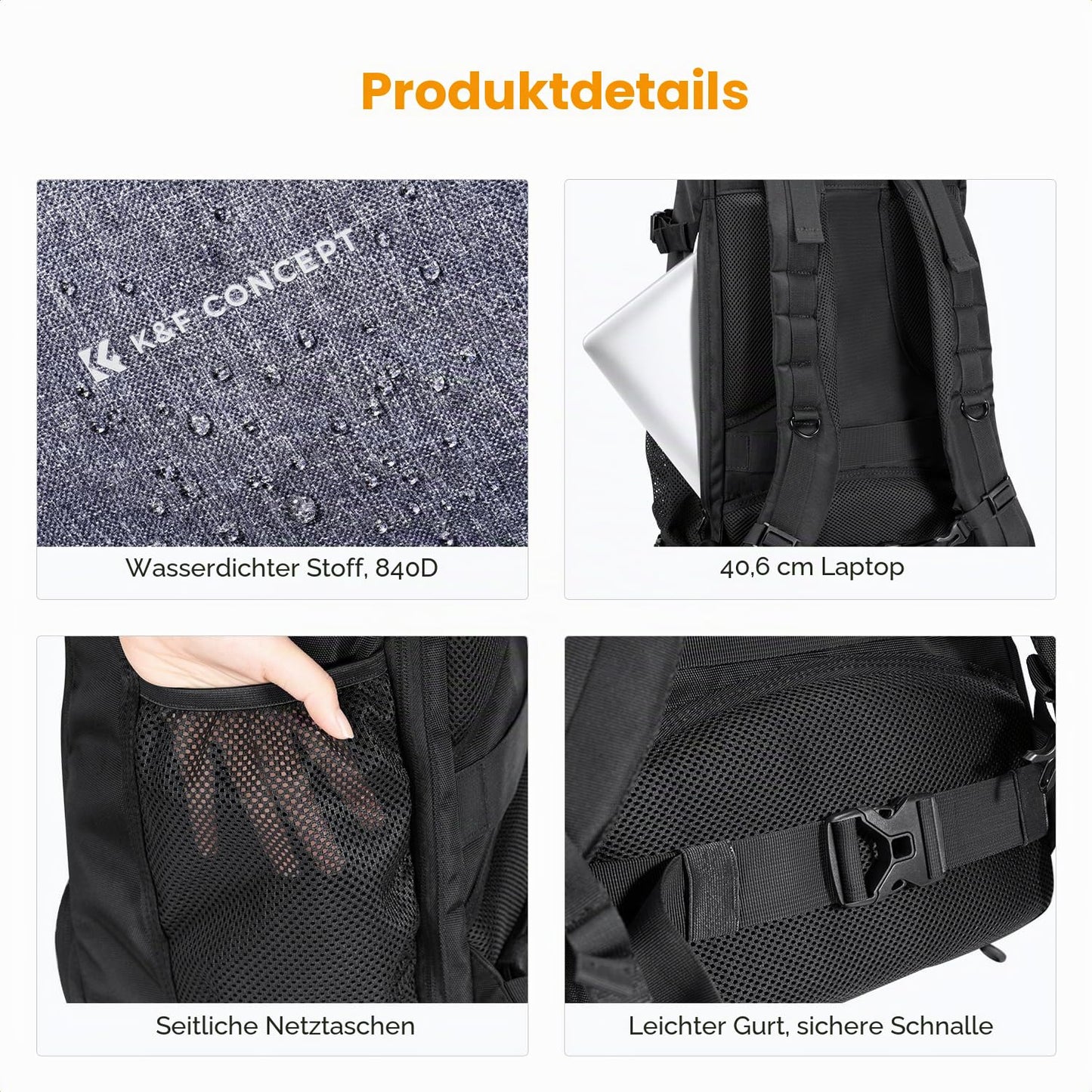 K&F CONCEPT Photo Backpack Large Camera Backpack 30L Waterproof Camera Backpack with Rain Cover for DSLR SLR SLR Cameras Tripods 16 Inch Laptop - KF13.178
