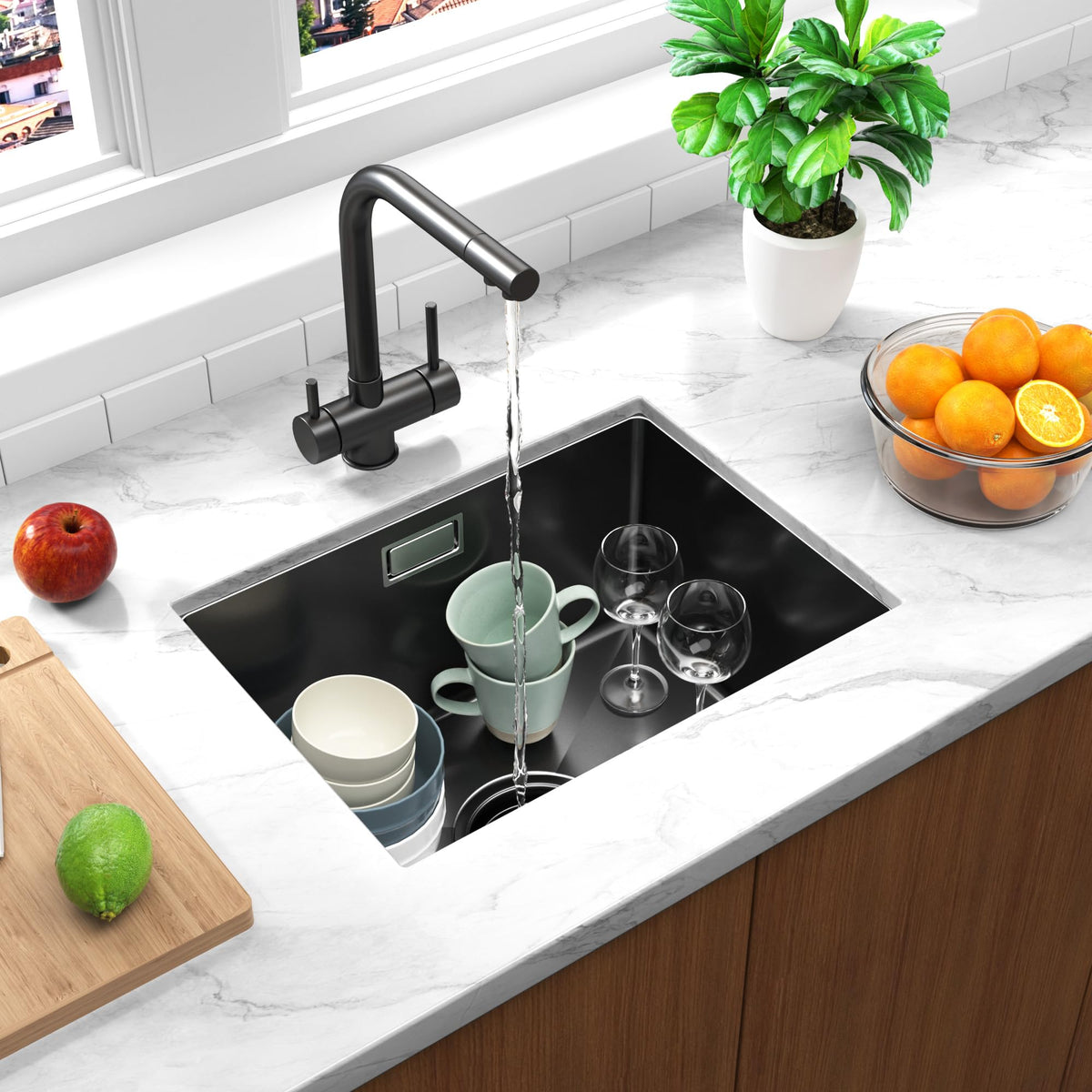 Black Stainless Steel Kitchen Sink 40 x 30 cm, 1 Bowl Sink - K4030BK